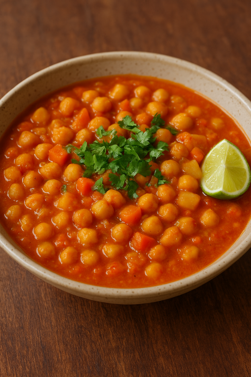 Plato de garbanzos cocidos servidos en un cuenco